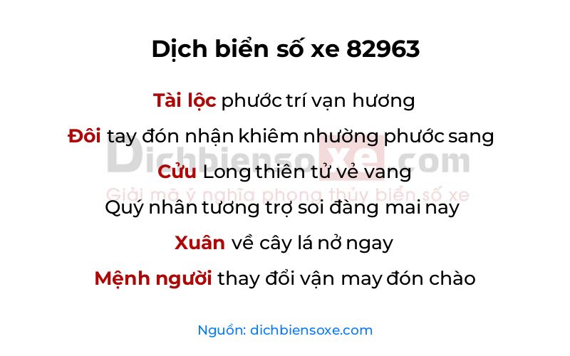 Dịch thơ biển số 82963