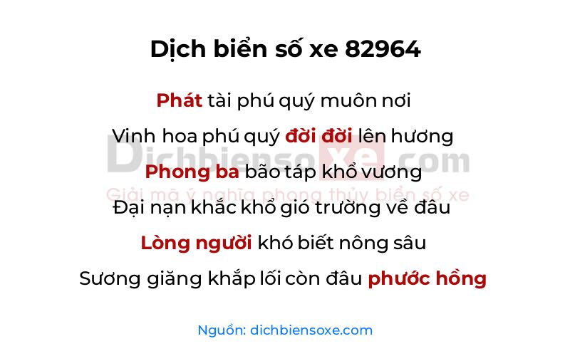 Dịch thơ biển số 82964