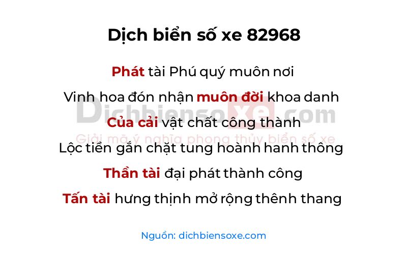 Dịch thơ biển số 82968