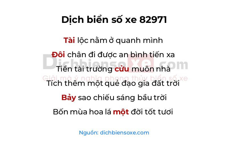Dịch thơ biển số 82971