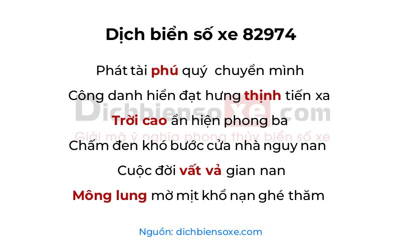 Dịch thơ biển số 82974