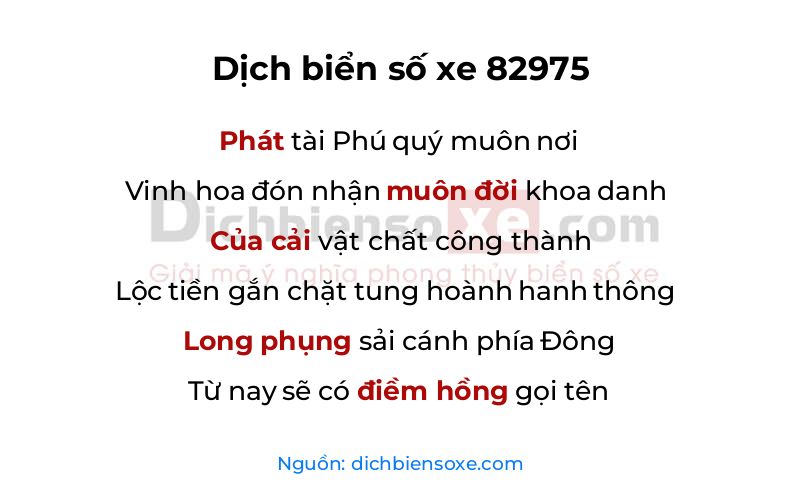 Dịch thơ biển số 82975