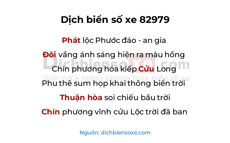 Dịch thơ biển số 82979