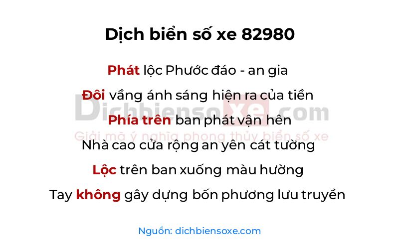 Dịch thơ biển số 82980