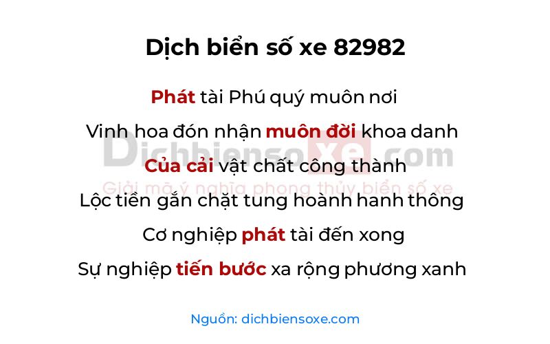 Dịch thơ biển số 82982