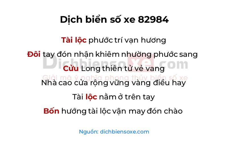 Dịch thơ biển số 82984