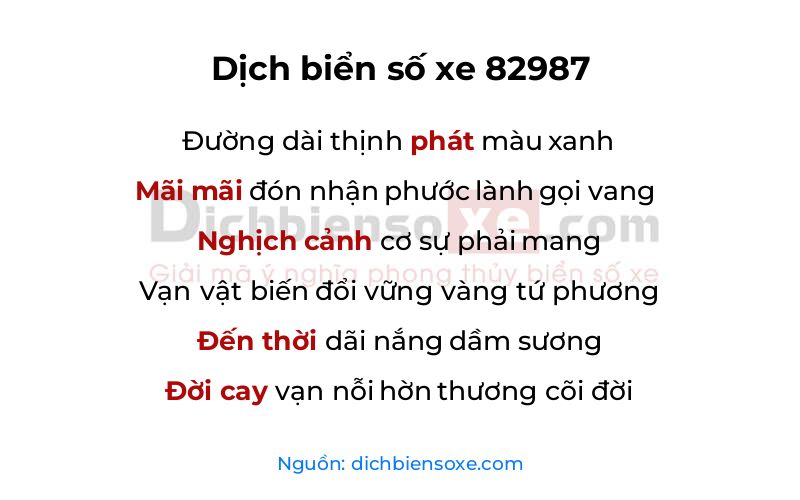 Dịch thơ biển số 82987
