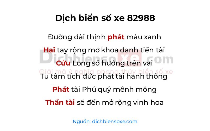 Dịch thơ biển số 82988