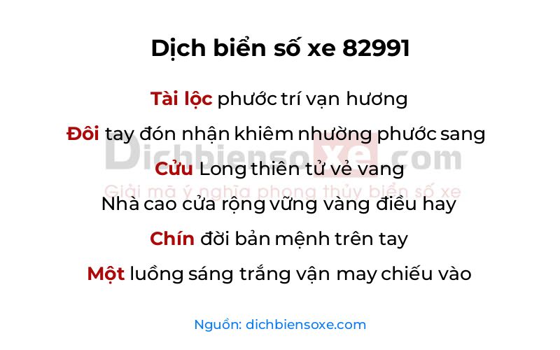 Dịch thơ biển số 82991