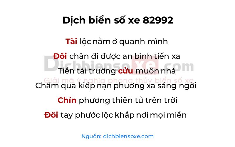 Dịch thơ biển số 82992