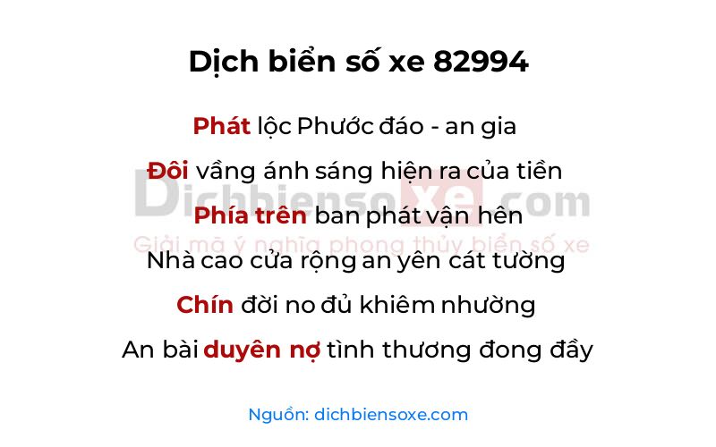 Dịch thơ biển số 82994