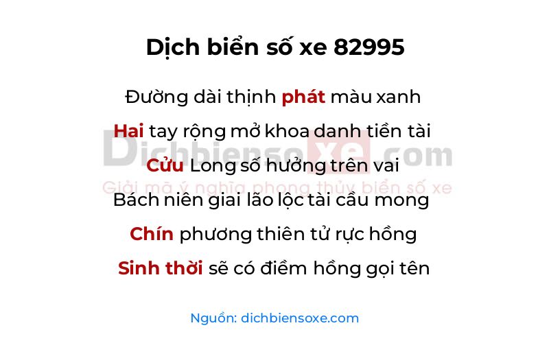 Dịch thơ biển số 82995
