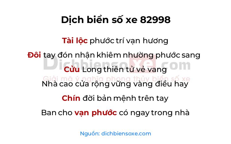 Dịch thơ biển số 82998