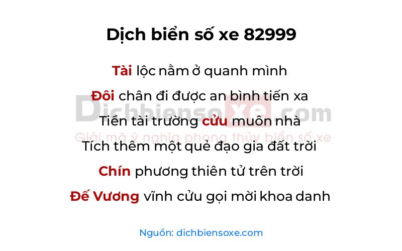 Dịch thơ biển số 82999