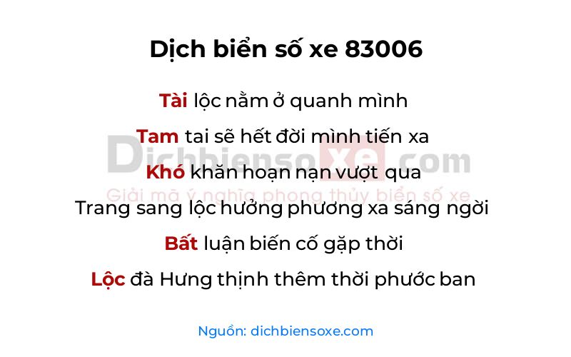 Dịch thơ biển số 83006