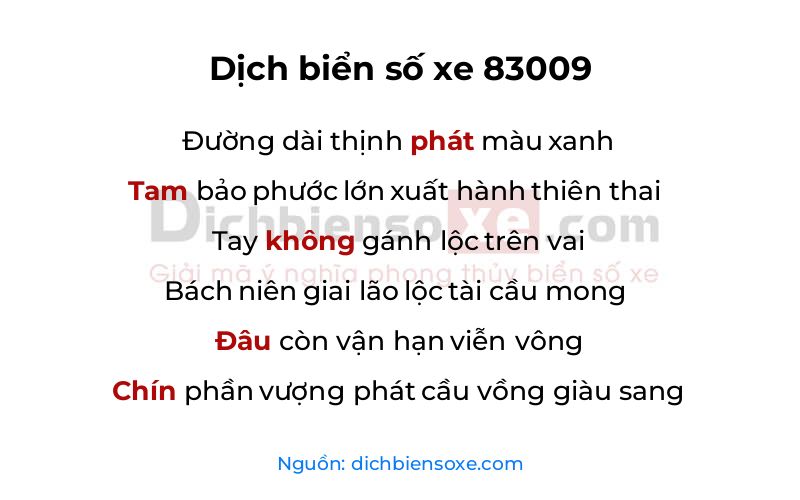 Dịch thơ biển số 83009