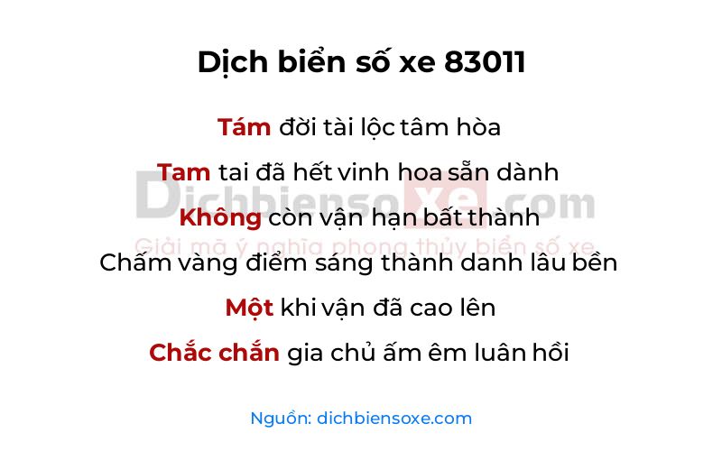 Dịch thơ biển số 83011