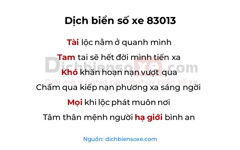 Dịch thơ biển số 83013