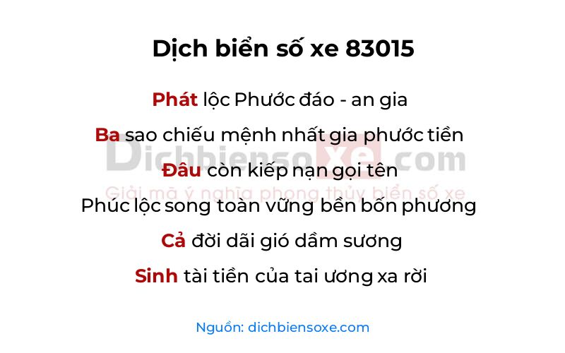 Dịch thơ biển số 83015