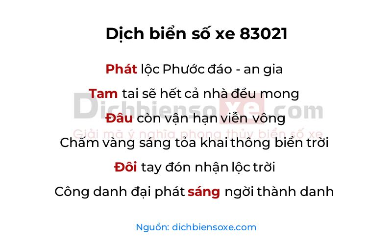 Dịch thơ biển số 83021