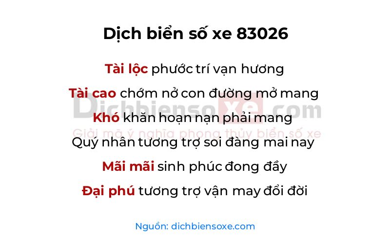 Dịch thơ biển số 83026