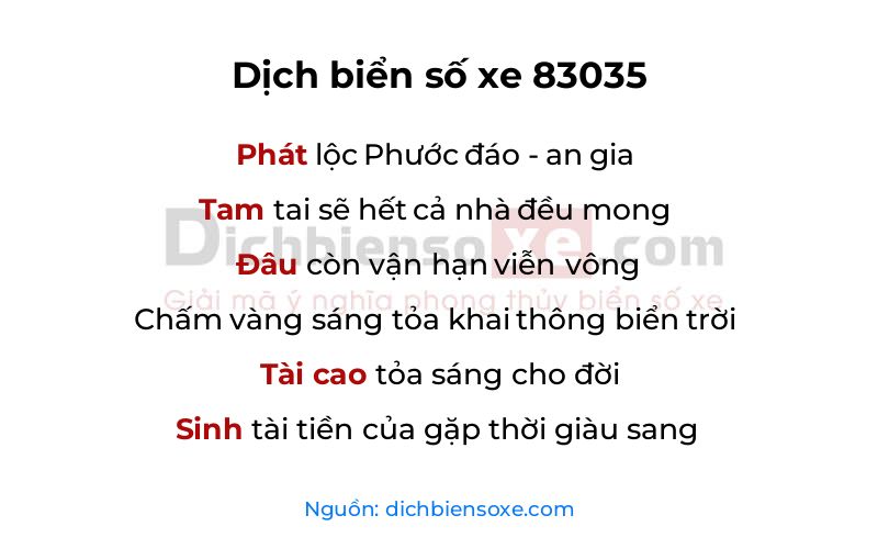 Dịch thơ biển số 83035