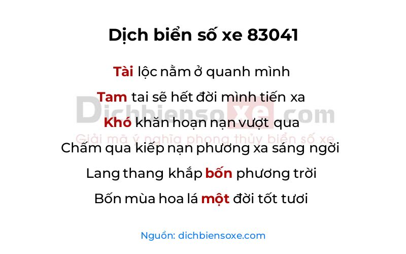 Dịch thơ biển số 83041