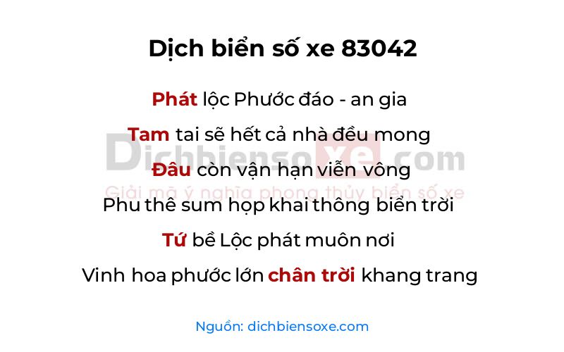 Dịch thơ biển số 83042