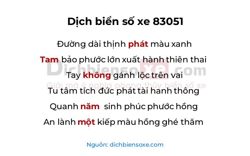 Dịch thơ biển số 83051