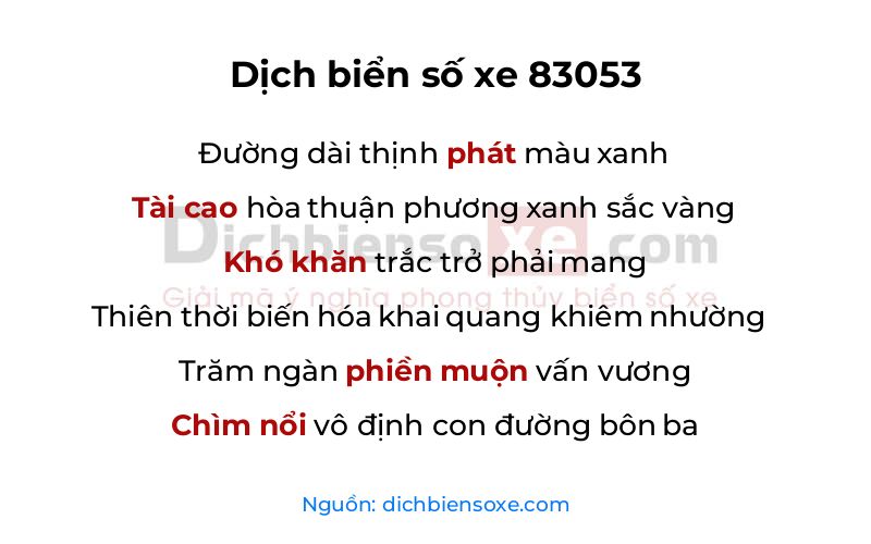 Dịch thơ biển số 83053