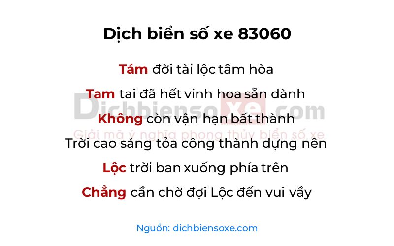 Dịch thơ biển số 83060