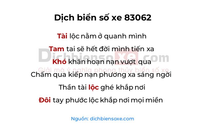 Dịch thơ biển số 83062
