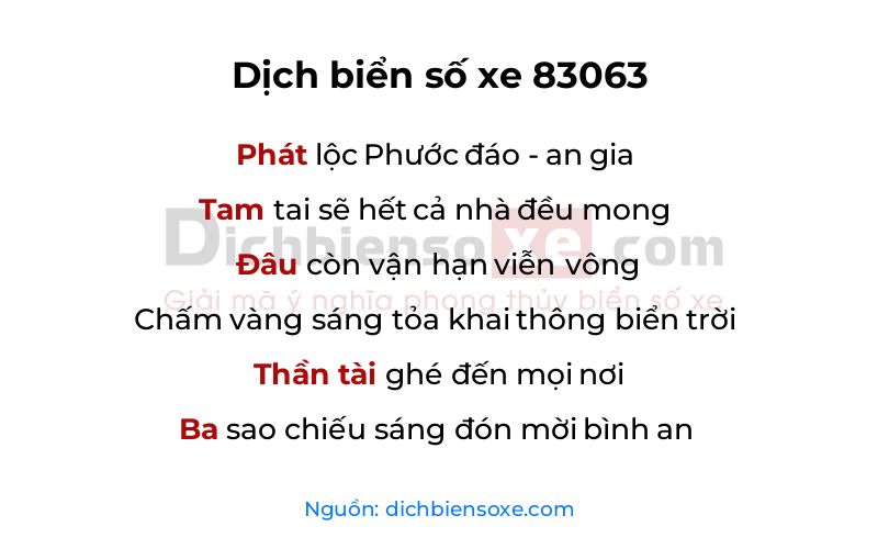 Dịch thơ biển số 83063