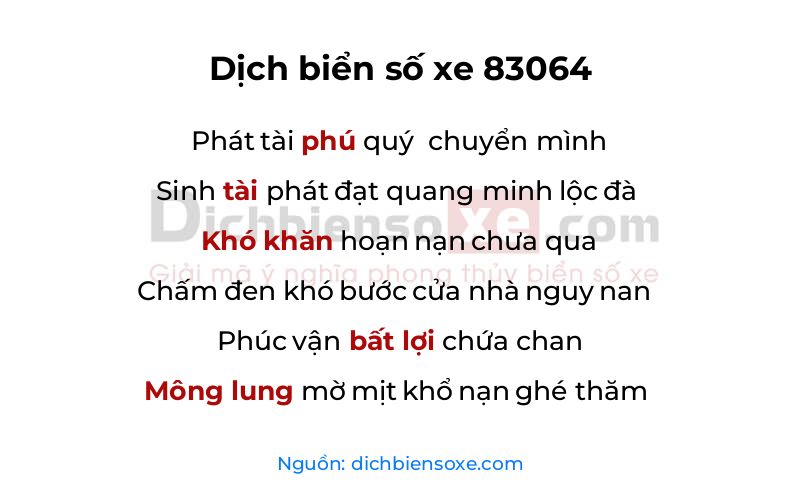 Dịch thơ biển số 83064