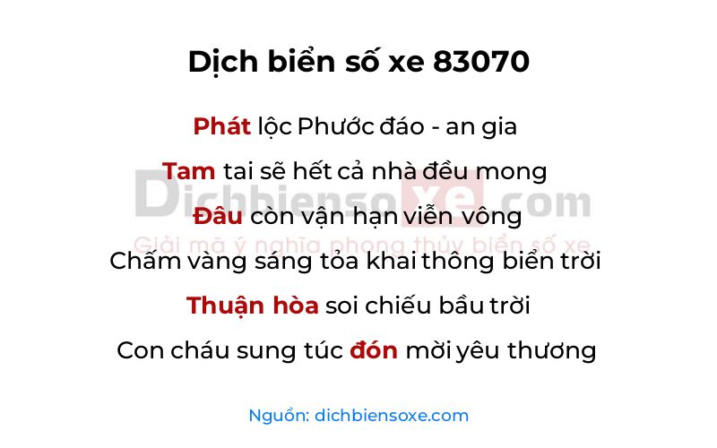 Dịch thơ biển số 83070