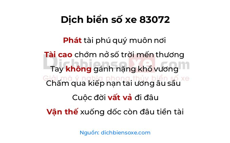 Dịch thơ biển số 83072
