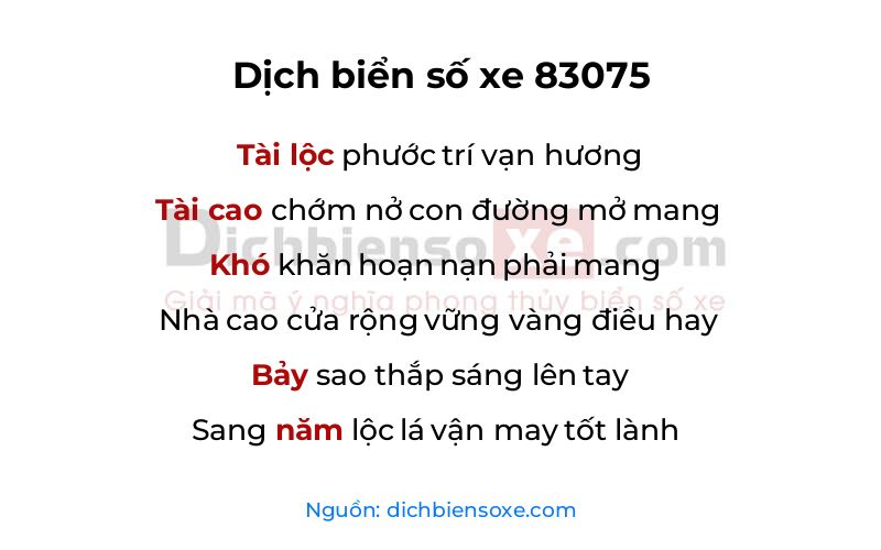 Dịch thơ biển số 83075
