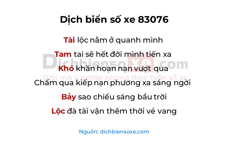 Dịch thơ biển số 83076