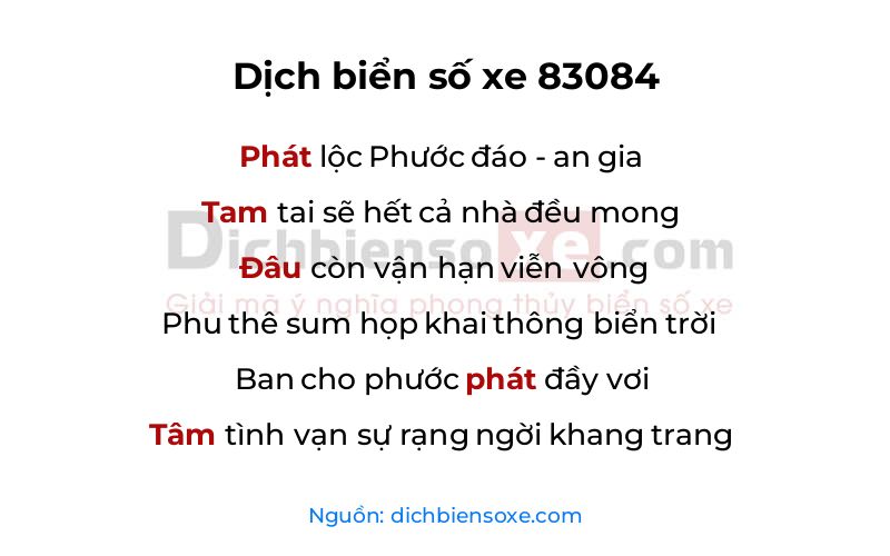 Dịch thơ biển số 83084