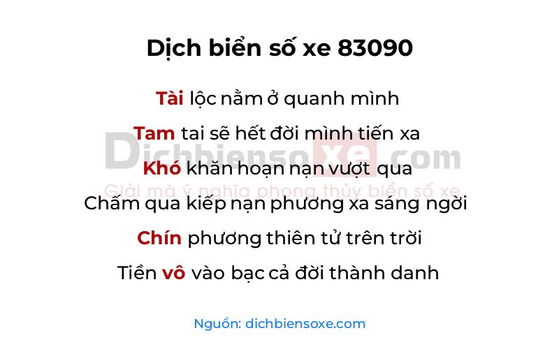 Dịch thơ biển số 83090