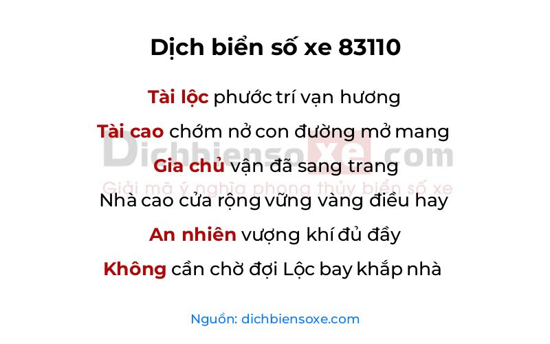 Dịch thơ biển số 83110
