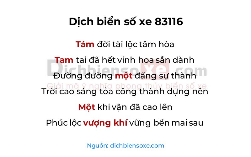 Dịch thơ biển số 83116