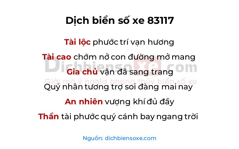 Dịch thơ biển số 83117