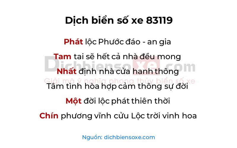 Dịch thơ biển số 83119