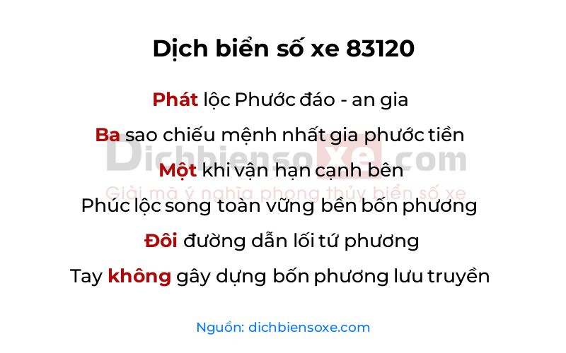 Dịch thơ biển số 83120