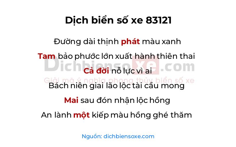 Dịch thơ biển số 83121