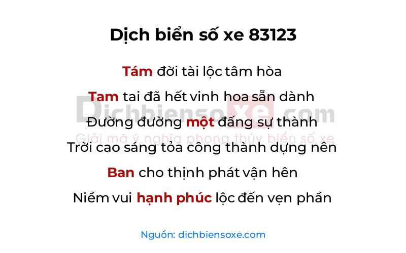 Dịch thơ biển số 83123