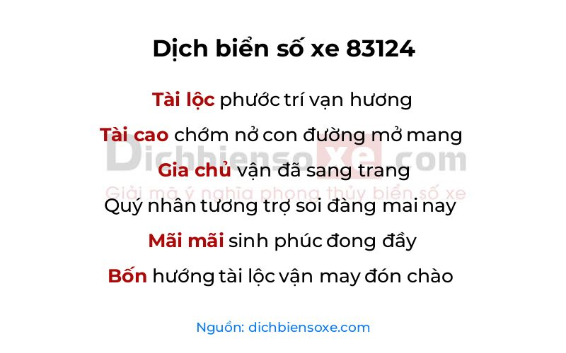Dịch thơ biển số 83124