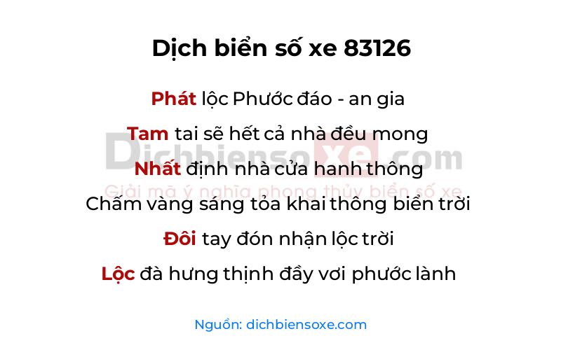 Dịch thơ biển số 83126