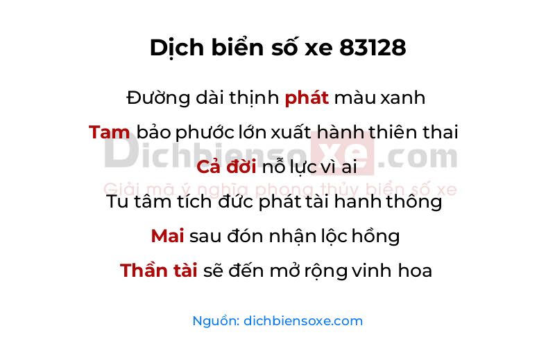 Dịch thơ biển số 83128